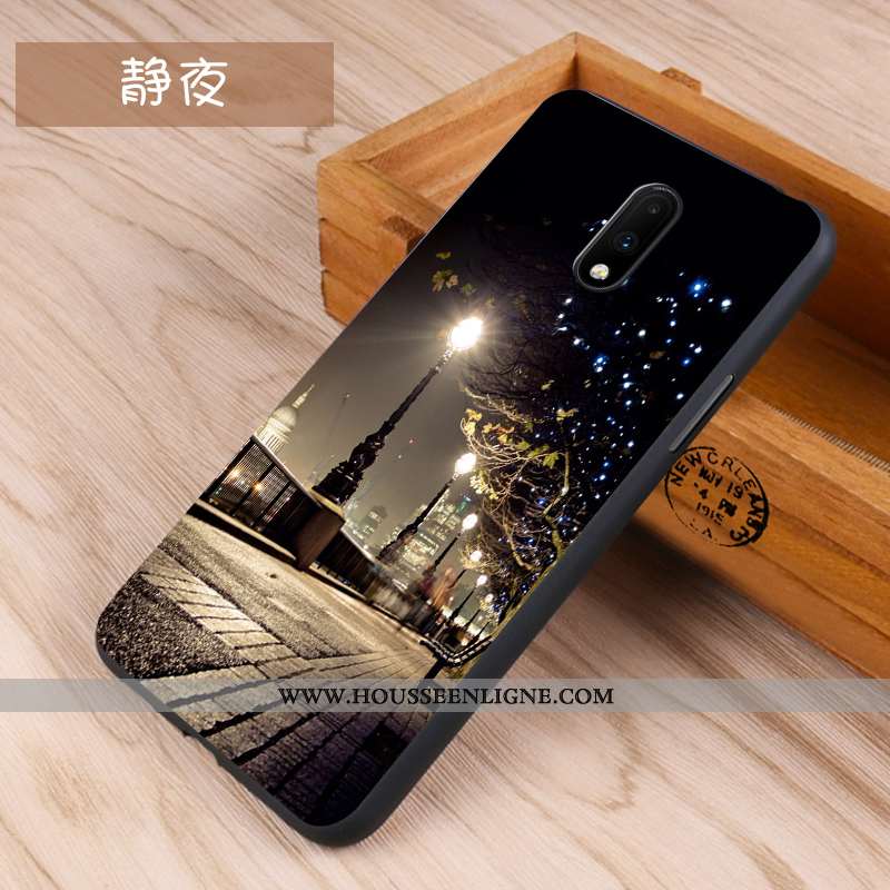 Housse Oneplus 7 Protection Délavé En Daim Tout Compris Personnalité Fluide Doux Créatif Noir