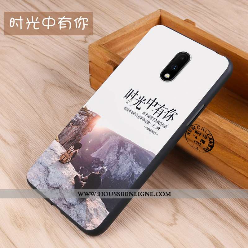Housse Oneplus 7 Protection Délavé En Daim Tout Compris Personnalité Fluide Doux Créatif Noir