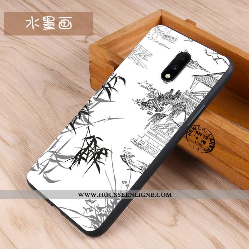 Housse Oneplus 7 Protection Délavé En Daim Tout Compris Personnalité Fluide Doux Créatif Noir