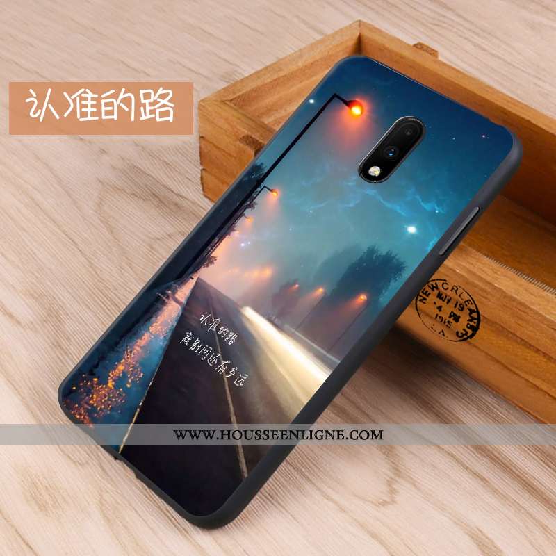 Housse Oneplus 7 Protection Délavé En Daim Tout Compris Personnalité Fluide Doux Créatif Noir