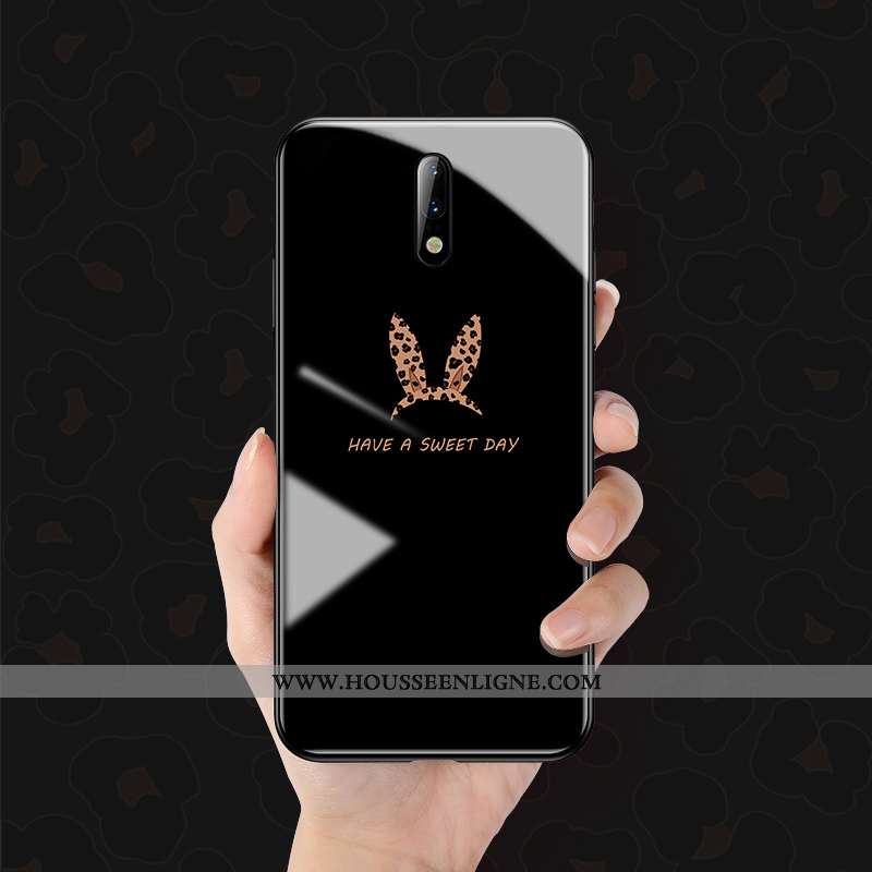 Housse Oneplus 7 Protection Verre Créatif Charmant Étui Léopard Blanc Blanche