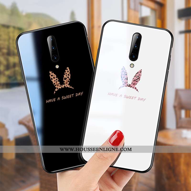 Housse Oneplus 7 Protection Verre Créatif Charmant Étui Léopard Blanc Blanche