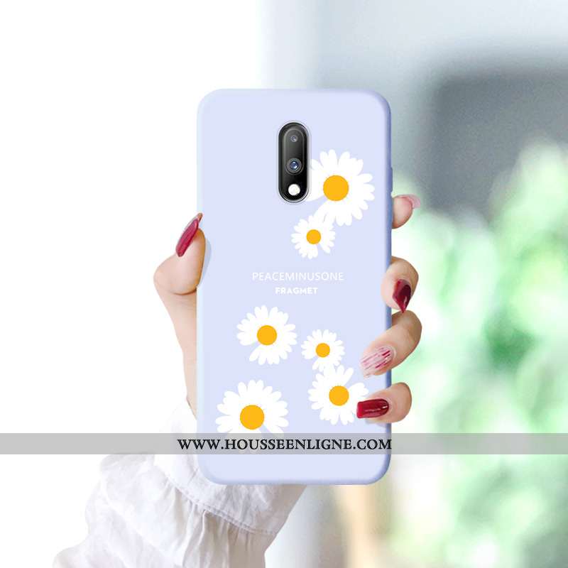 Housse Oneplus 7 Silicone Protection Fluide Doux Tendance Bleu Simple Coque