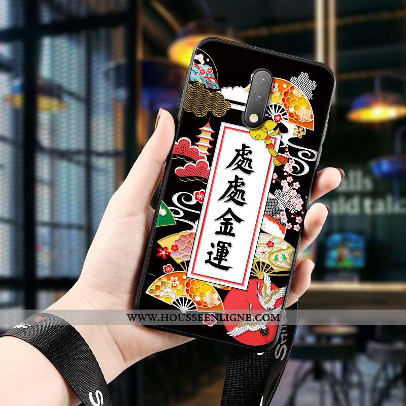 Housse Oneplus 7 Silicone Protection Fluide Doux Tendance Dimensionnel Art Étui Rouge