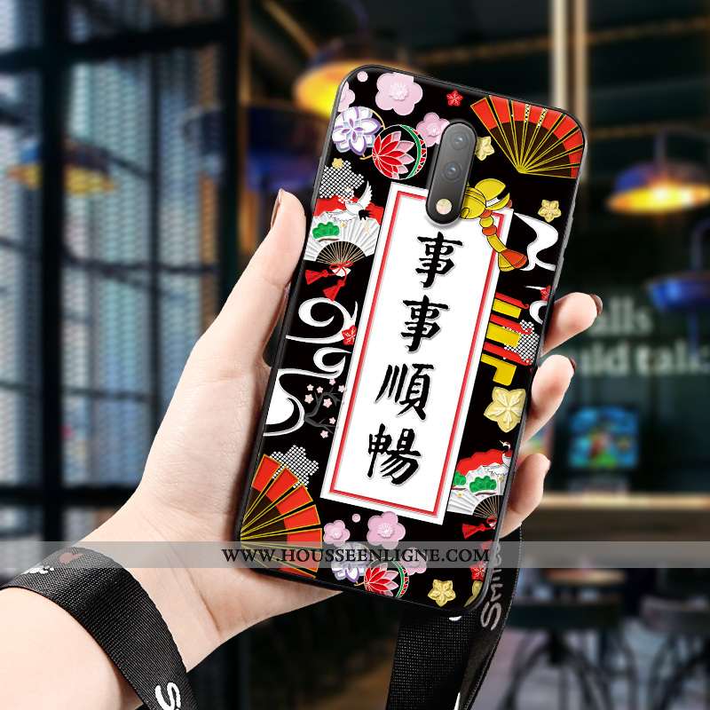 Housse Oneplus 7 Silicone Protection Fluide Doux Tendance Dimensionnel Art Étui Rouge