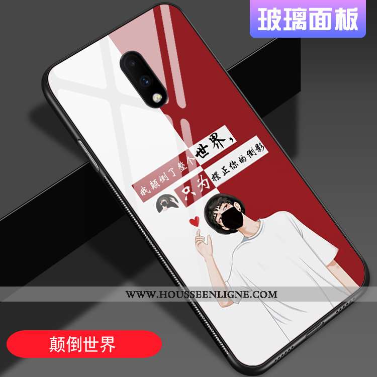 Housse Oneplus 7 Verre Personnalité Miroir Style Chinois Net Rouge Tout Compris Tendance Rose