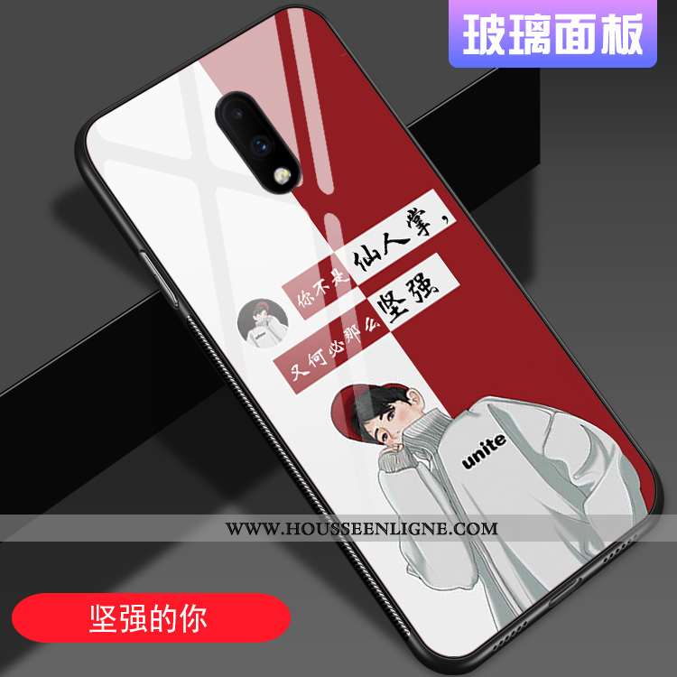 Housse Oneplus 7 Verre Personnalité Miroir Style Chinois Net Rouge Tout Compris Tendance Rose
