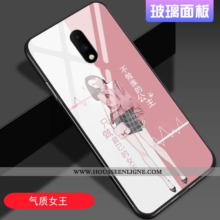 Housse Oneplus 7 Verre Personnalité Miroir Style Chinois Net Rouge Tout Compris Tendance Rose