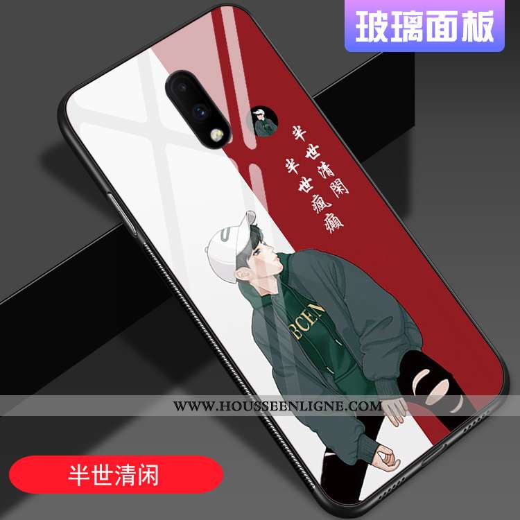 Housse Oneplus 7 Verre Personnalité Miroir Style Chinois Net Rouge Tout Compris Tendance Rose
