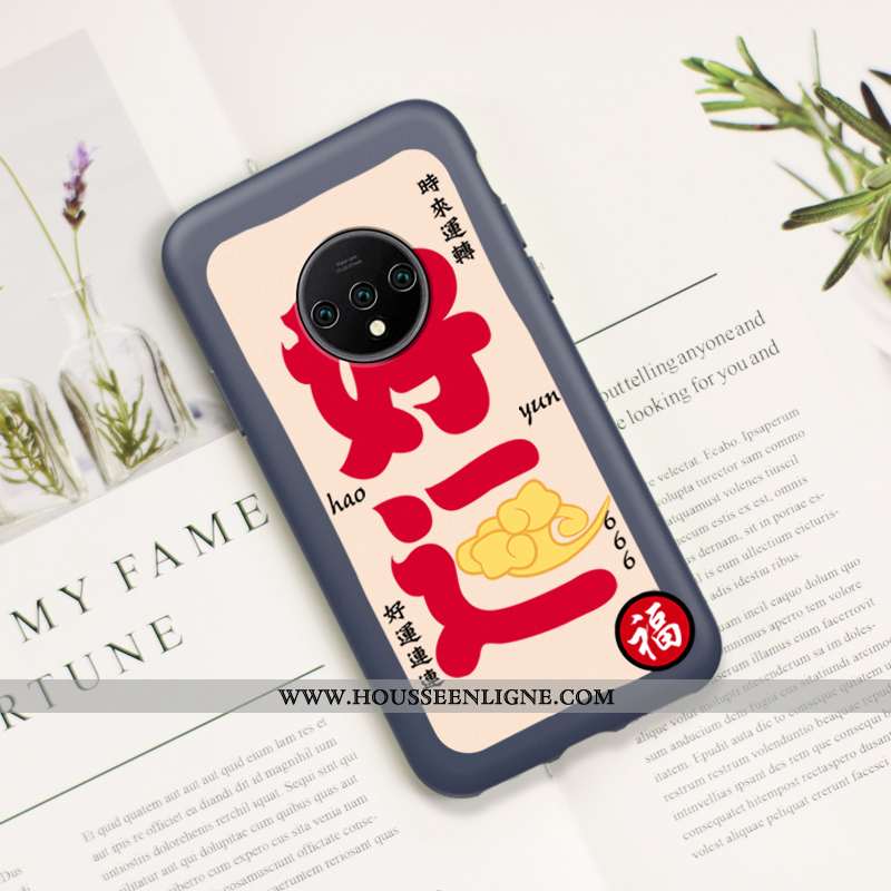 Housse Oneplus 7t Délavé En Daim Ultra Amoureux Fluide Doux Rat Silicone Rouge