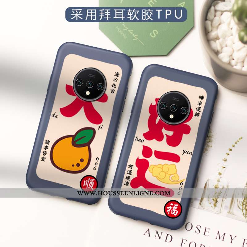 Housse Oneplus 7t Délavé En Daim Ultra Amoureux Fluide Doux Rat Silicone Rouge