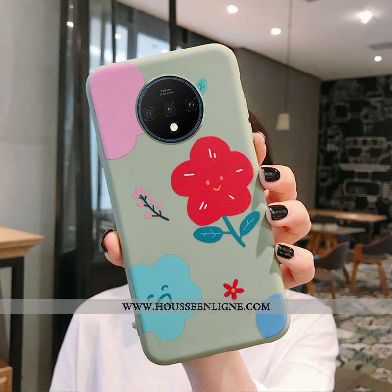 Housse Oneplus 7t Fluide Doux Silicone Rose Incassable Coque Tout Compris Personnalité