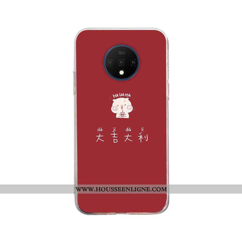 Housse Oneplus 7t Fluide Doux Silicone Rouge Incassable Ultra Dessin Animé Tout Compris