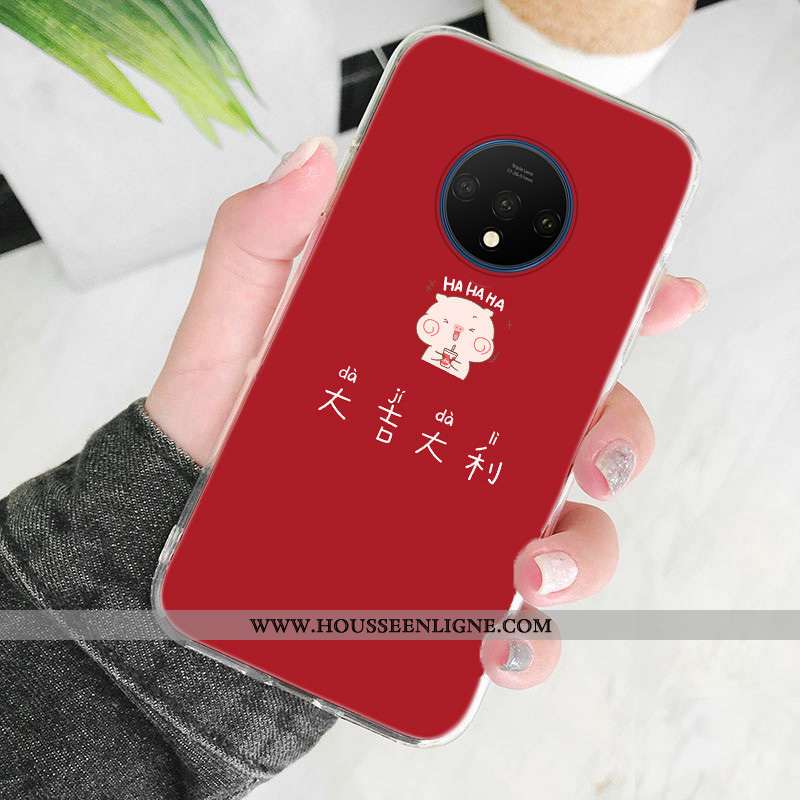 Housse Oneplus 7t Fluide Doux Silicone Rouge Incassable Ultra Dessin Animé Tout Compris