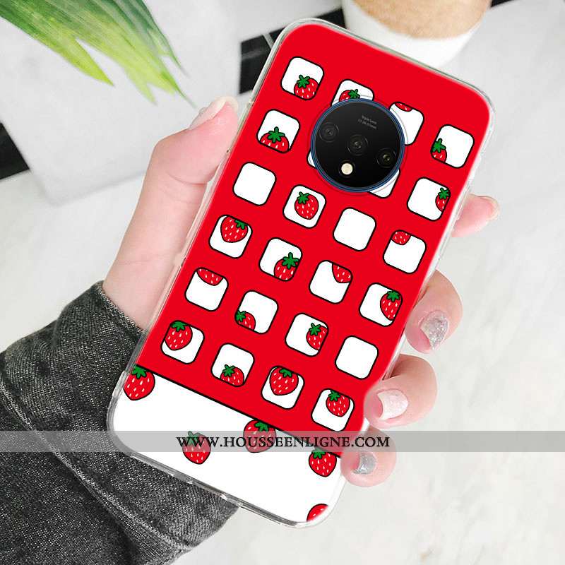 Housse Oneplus 7t Fluide Doux Silicone Rouge Incassable Ultra Dessin Animé Tout Compris