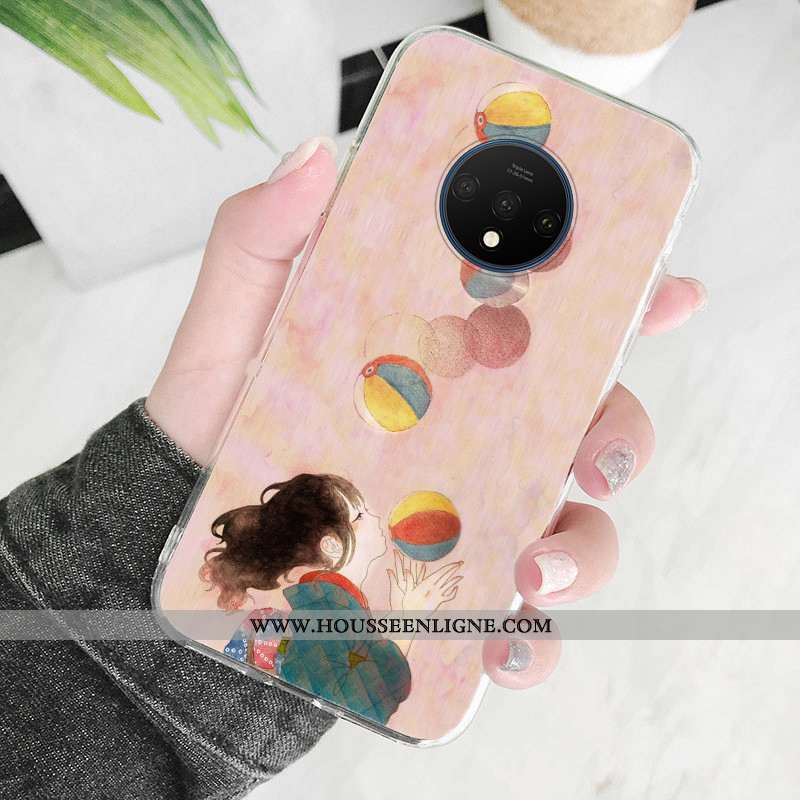 Housse Oneplus 7t Fluide Doux Silicone Rouge Incassable Ultra Dessin Animé Tout Compris