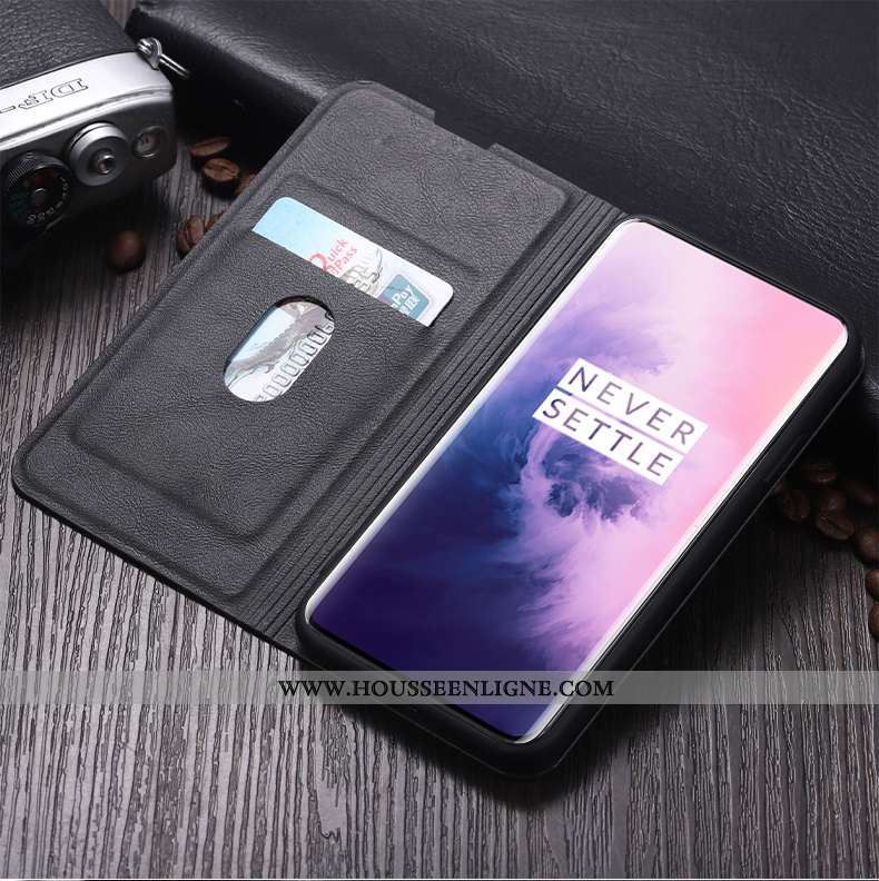 Housse Oneplus 7t Fluide Doux Silicone Simple Coque Cuir Nouveau Portefeuille Rouge