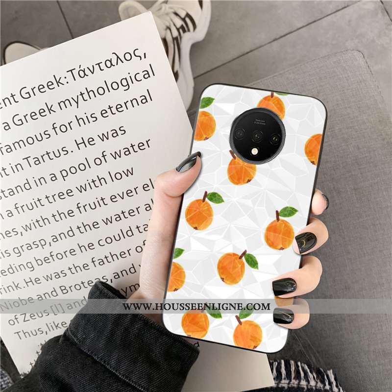 Housse Oneplus 7t Modèle Fleurie Personnalité Point D'onde Losange Net Rouge Coque Téléphone Portabl