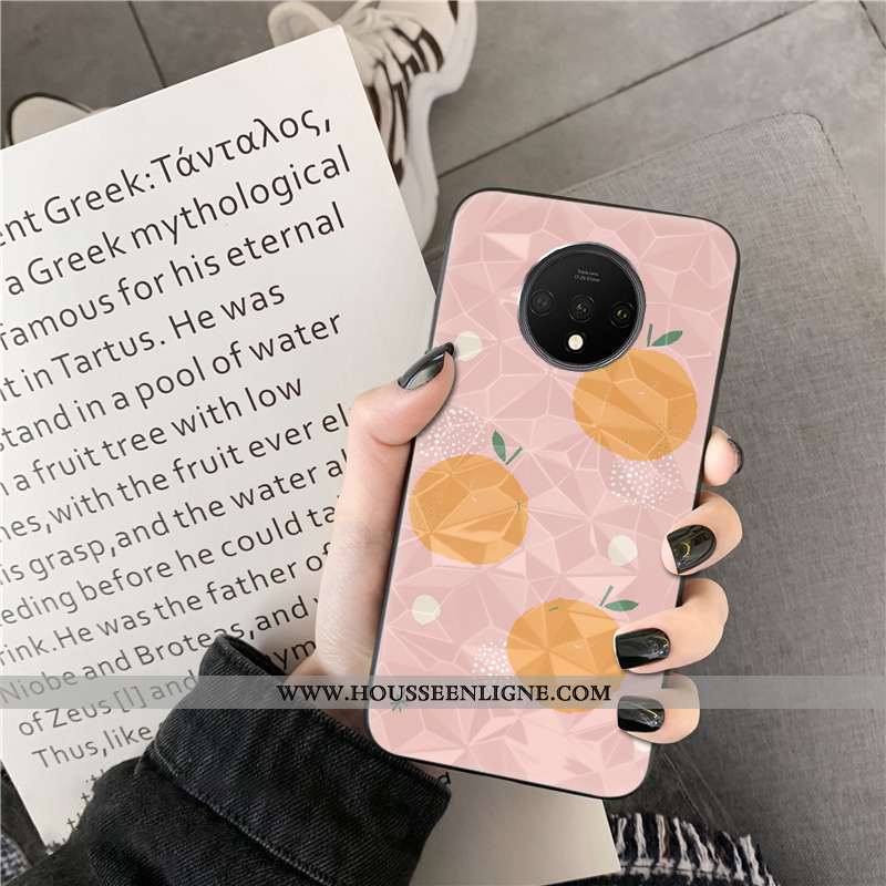 Housse Oneplus 7t Modèle Fleurie Personnalité Point D'onde Losange Net Rouge Coque Téléphone Portabl