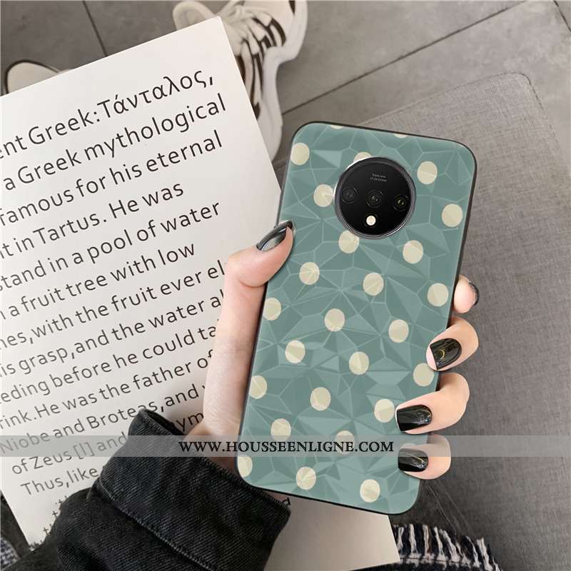 Housse Oneplus 7t Modèle Fleurie Personnalité Point D'onde Losange Net Rouge Coque Téléphone Portabl