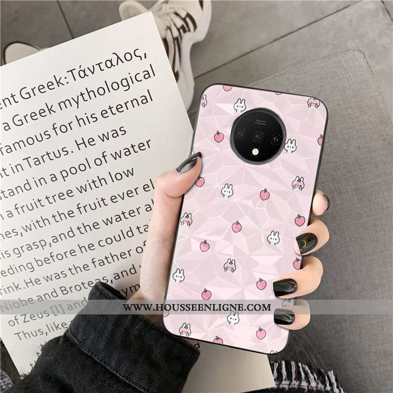 Housse Oneplus 7t Modèle Fleurie Personnalité Point D'onde Losange Net Rouge Coque Téléphone Portabl