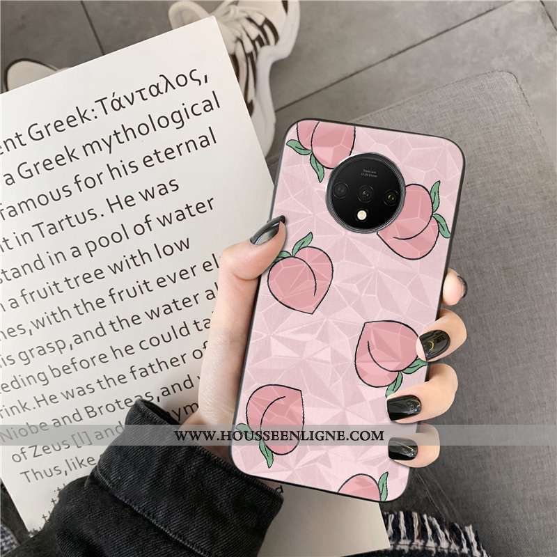 Housse Oneplus 7t Modèle Fleurie Personnalité Point D'onde Losange Net Rouge Coque Téléphone Portabl