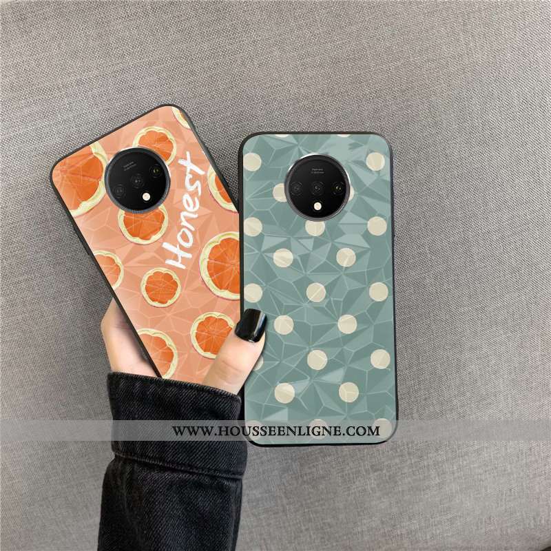 Housse Oneplus 7t Modèle Fleurie Personnalité Point D'onde Losange Net Rouge Coque Téléphone Portabl