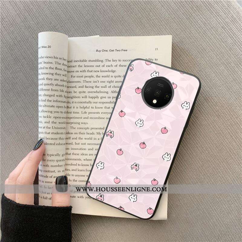 Housse Oneplus 7t Modèle Fleurie Personnalité Point D'onde Losange Net Rouge Coque Téléphone Portabl
