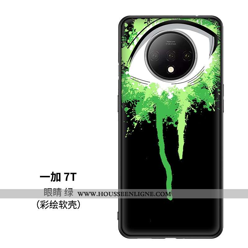 Housse Oneplus 7t Personnalité Créatif Verre Téléphone Portable Protection Coque Vert Verte