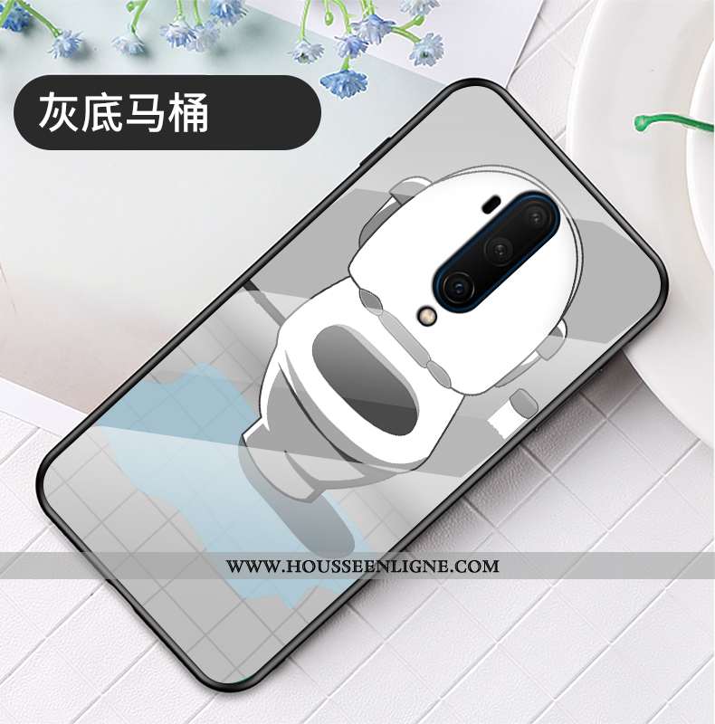 Housse Oneplus 7t Pro Créatif Tendance Silicone Gris Incassable Verre Tout Compris