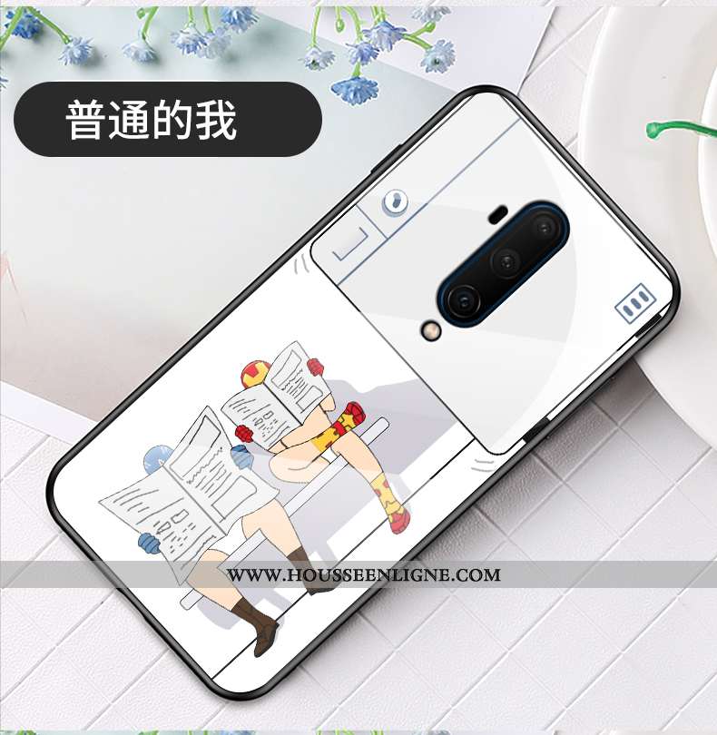 Housse Oneplus 7t Pro Créatif Tendance Silicone Gris Incassable Verre Tout Compris