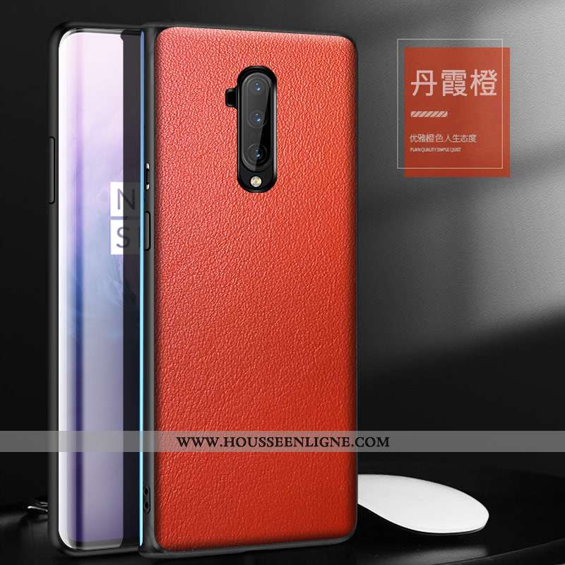 Housse Oneplus 7t Pro Cuir Protection Étui Luxe Bovins Incassable Téléphone Portable Verte