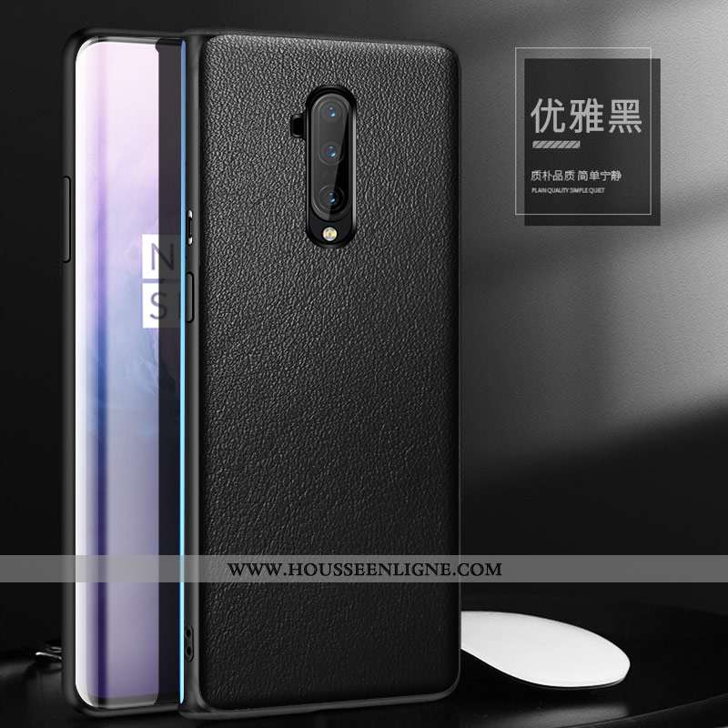 Housse Oneplus 7t Pro Cuir Protection Étui Luxe Bovins Incassable Téléphone Portable Verte