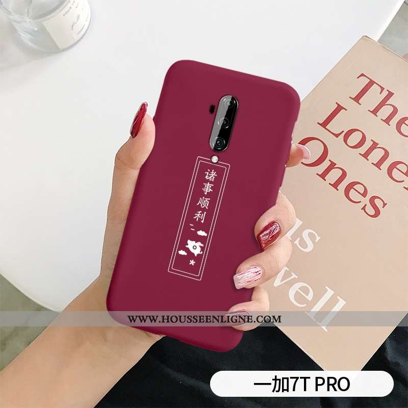 Housse Oneplus 7t Pro Délavé En Daim Personnalité Étui Tout Compris Légère Silicone Simple Verte