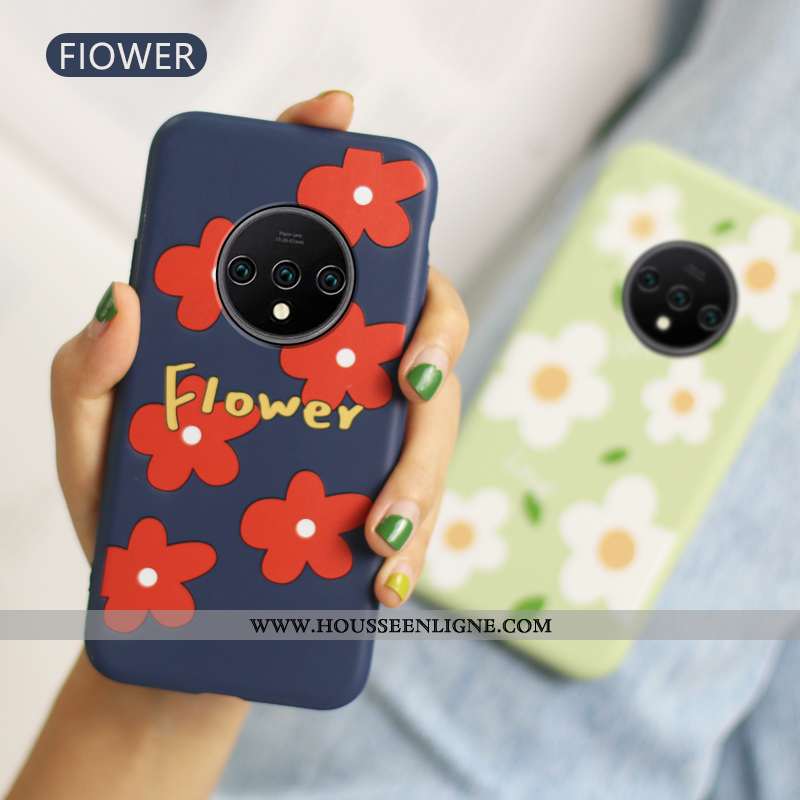 Housse Oneplus 7t Pro Légère Fluide Doux Vert Petit Amoureux Tout Compris Fleur Verte