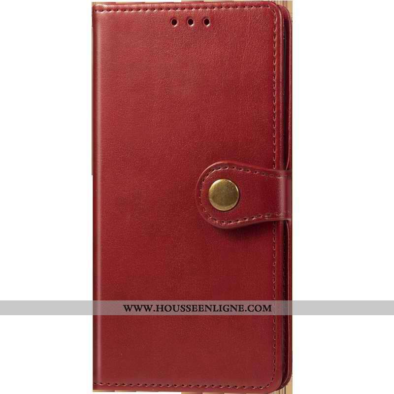 Housse Oneplus 7t Pro Ornements Suspendus Cuir Protection Coque Rouge Couleur Unie