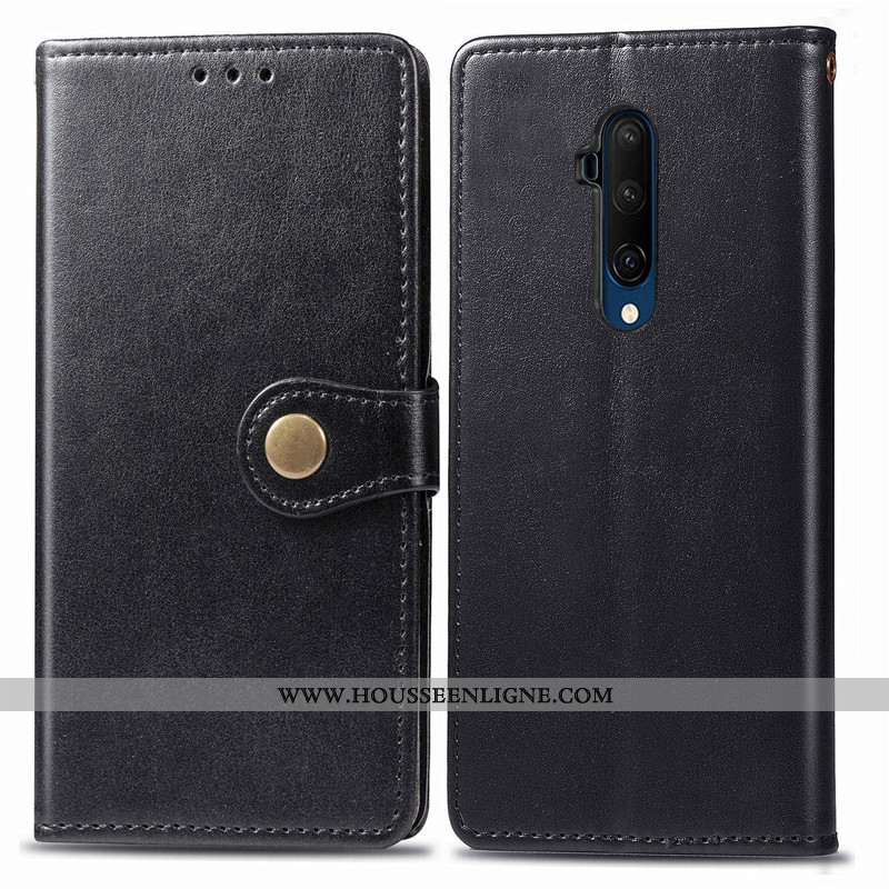 Housse Oneplus 7t Pro Ornements Suspendus Cuir Protection Coque Rouge Couleur Unie