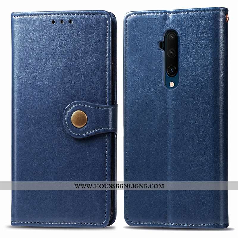 Housse Oneplus 7t Pro Ornements Suspendus Cuir Protection Coque Rouge Couleur Unie