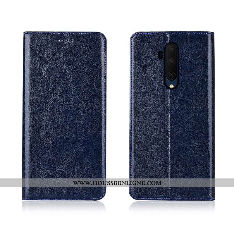 Housse Oneplus 7t Pro Protection Cuir Véritable Clamshell Fluide Doux Incassable Modèle Fleurie Cuir