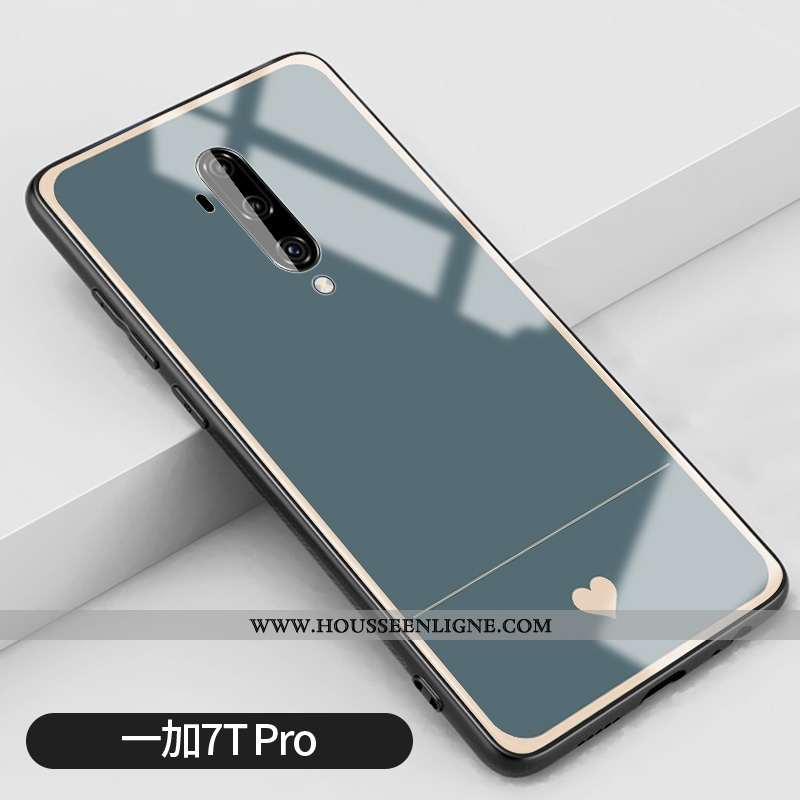Housse Oneplus 7t Pro Verre Silicone Bleu Incassable Vert Petit Étui