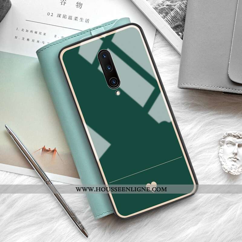 Housse Oneplus 7t Pro Verre Silicone Bleu Incassable Vert Petit Étui