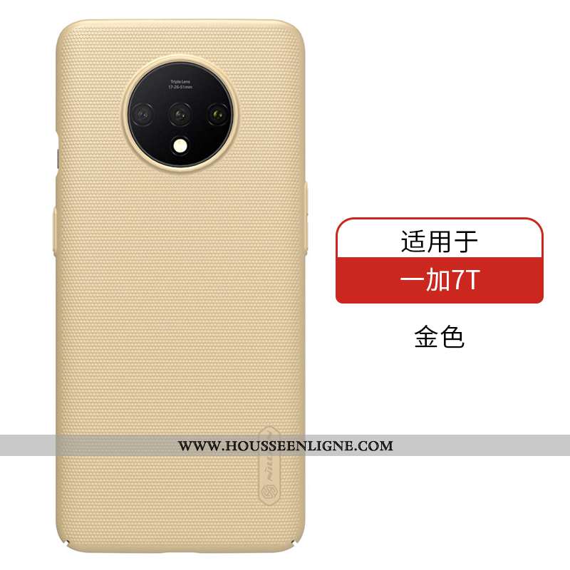 Housse Oneplus 7t Protection Délavé En Daim Simple Tout Compris Nouveau Étui Modèle Fleurie Doré