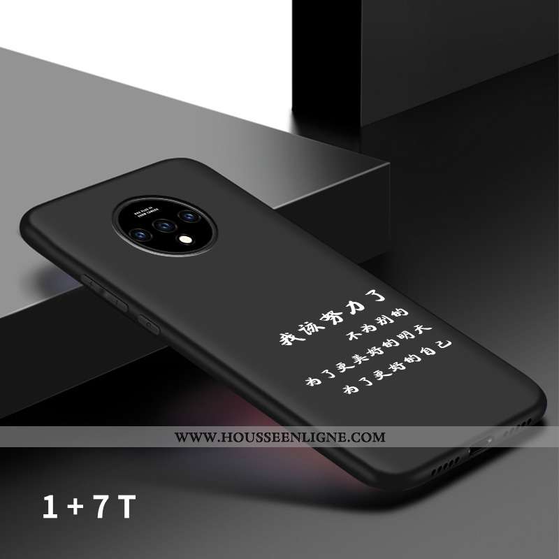 Housse Oneplus 7t Protection Délavé En Daim Étui Incassable Vent Coque Net Rouge Noir