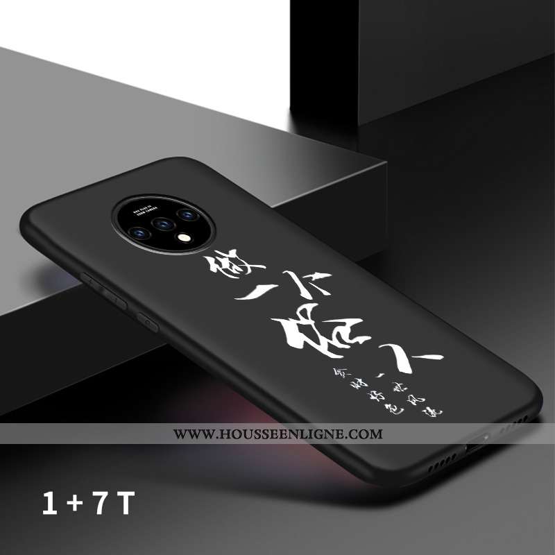 Housse Oneplus 7t Protection Délavé En Daim Étui Incassable Vent Coque Net Rouge Noir