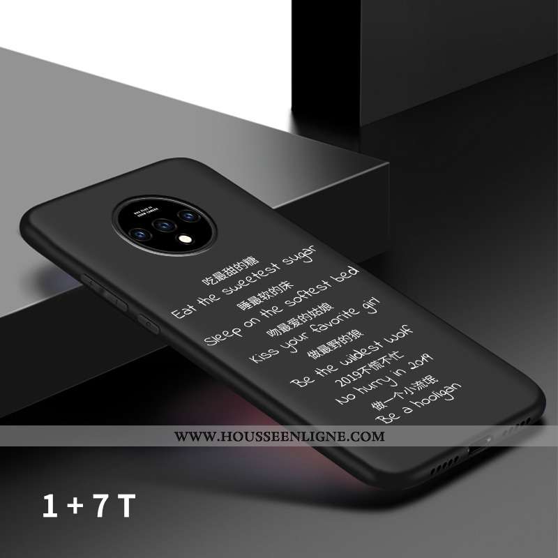 Housse Oneplus 7t Protection Délavé En Daim Étui Incassable Vent Coque Net Rouge Noir