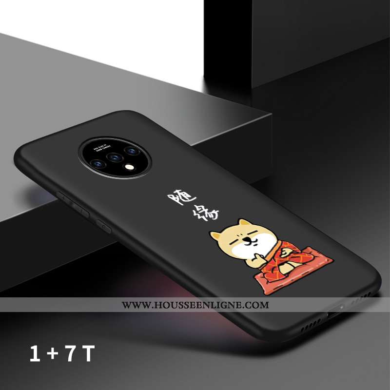 Housse Oneplus 7t Protection Délavé En Daim Étui Incassable Vent Coque Net Rouge Noir