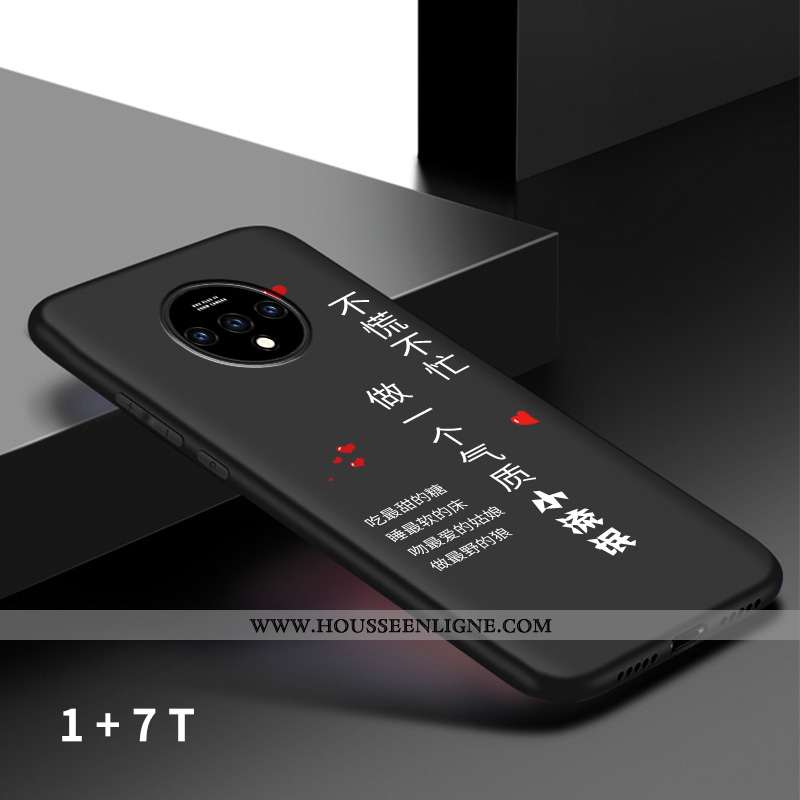 Housse Oneplus 7t Protection Délavé En Daim Étui Incassable Vent Coque Net Rouge Noir
