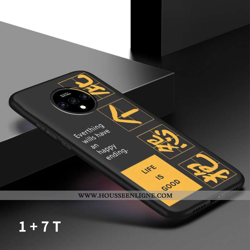 Housse Oneplus 7t Protection Délavé En Daim Étui Incassable Vent Coque Net Rouge Noir