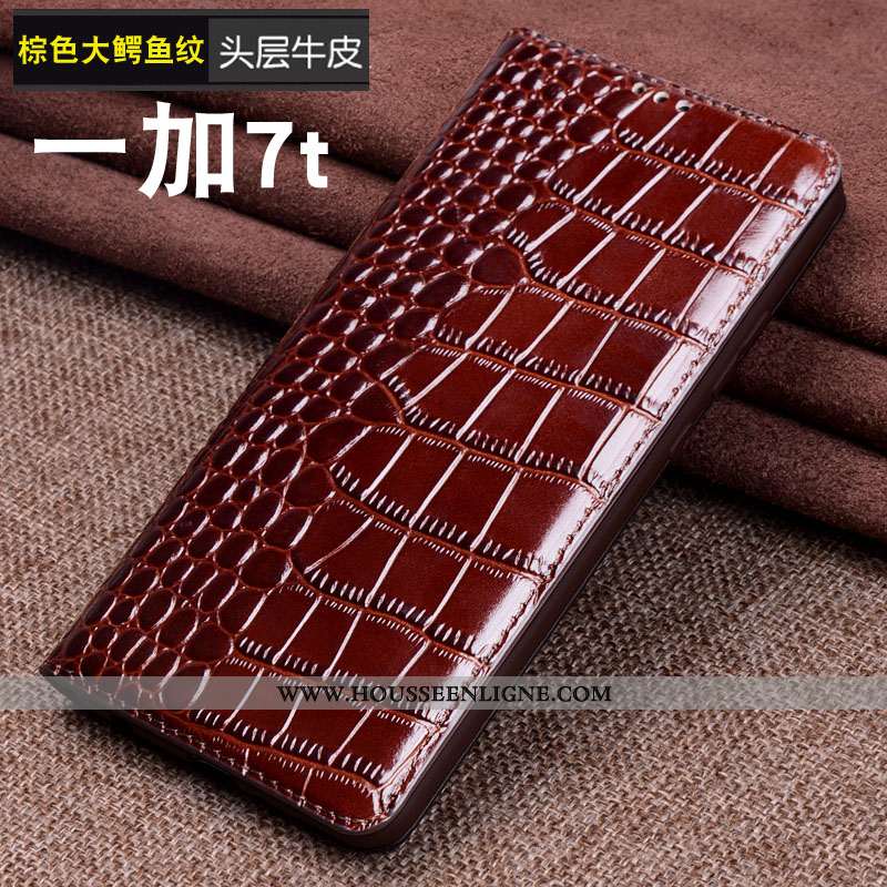 Housse Oneplus 7t Silicone Protection Coque Luxe Business Marron Incassable