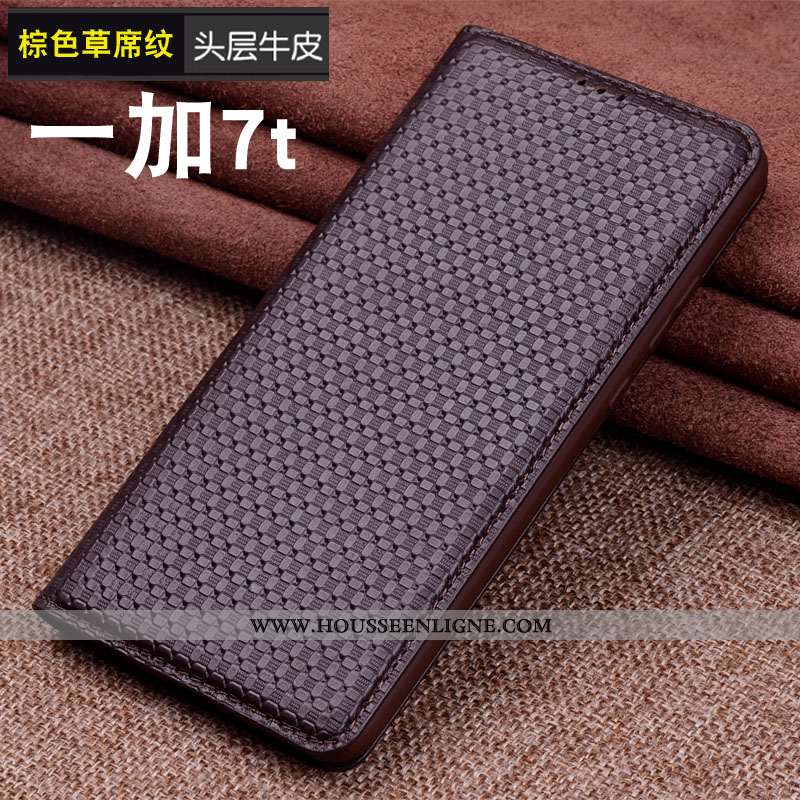 Housse Oneplus 7t Silicone Protection Coque Luxe Business Marron Incassable